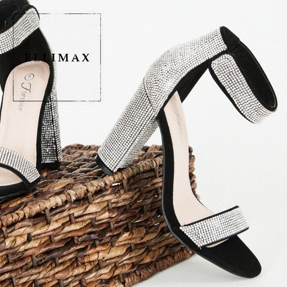 NEW🔥 Rhinestone Open Toe Ankle Strap Heel Sandal - Picture 2 of 5